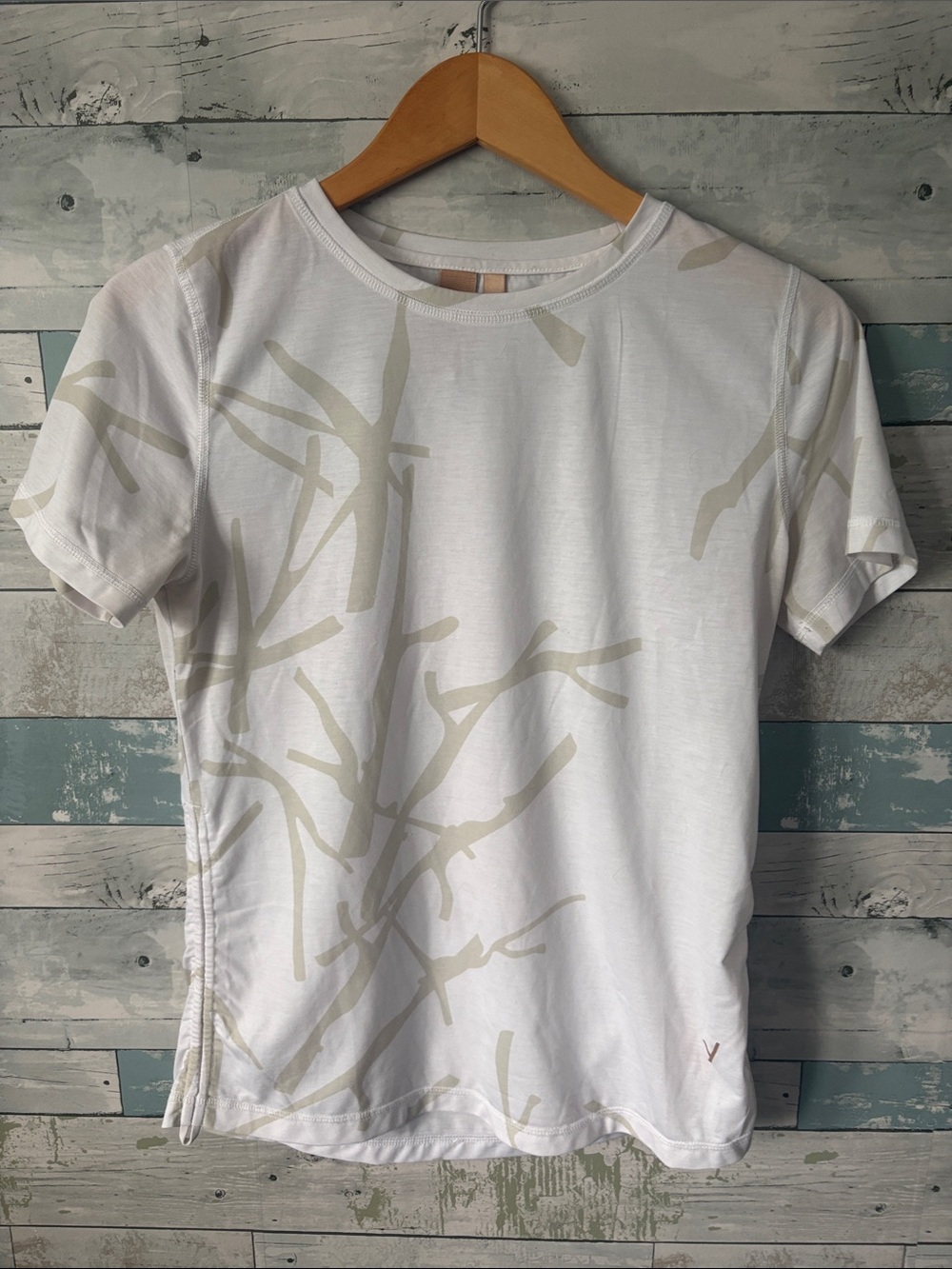 Women's Short Sleeve Tee in White with branch Print